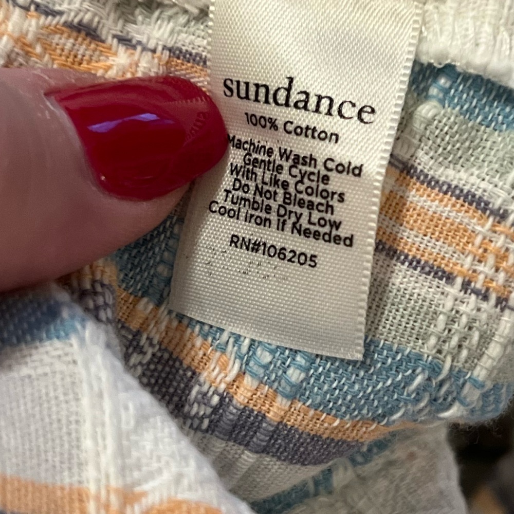 Sundance Gigi Pants - Striped Women's Straight Leg - Blue, Peach, Cream, NWOT, M - Picture 9 of 9